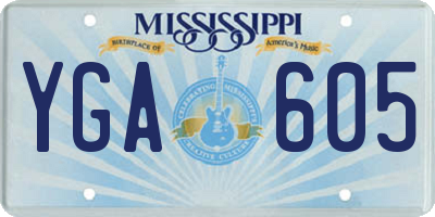 MS license plate YGA605