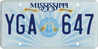 MS license plate YGA647