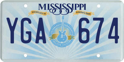 MS license plate YGA674