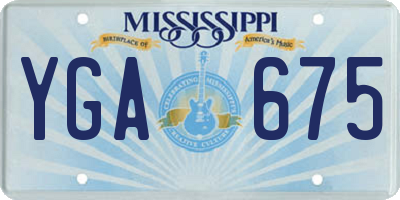 MS license plate YGA675