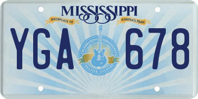 MS license plate YGA678
