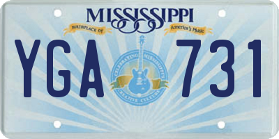 MS license plate YGA731