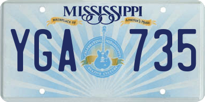 MS license plate YGA735