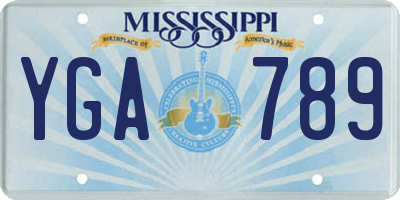 MS license plate YGA789