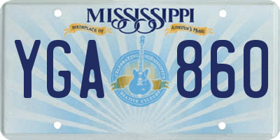 MS license plate YGA860