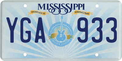 MS license plate YGA933