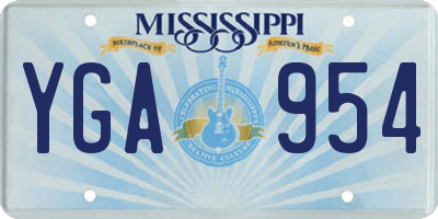 MS license plate YGA954