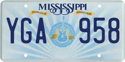 MS license plate YGA958