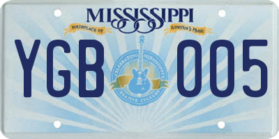 MS license plate YGB005