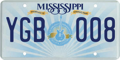 MS license plate YGB008