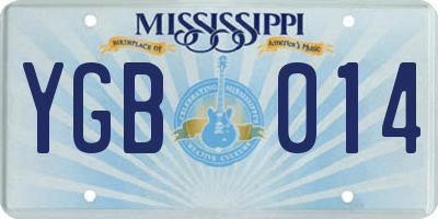 MS license plate YGB014
