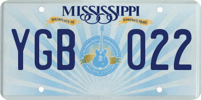 MS license plate YGB022