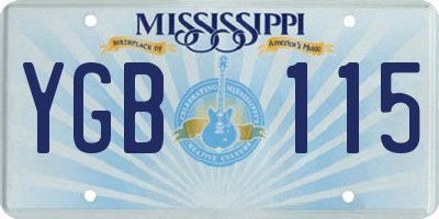 MS license plate YGB115