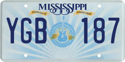 MS license plate YGB187