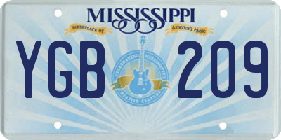 MS license plate YGB209