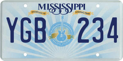 MS license plate YGB234