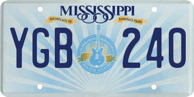 MS license plate YGB240