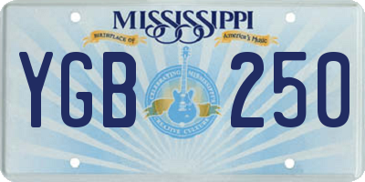 MS license plate YGB250