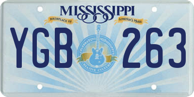 MS license plate YGB263