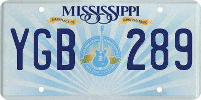 MS license plate YGB289