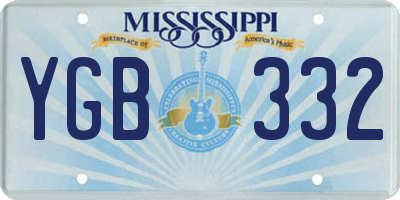 MS license plate YGB332