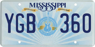 MS license plate YGB360