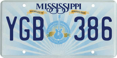 MS license plate YGB386