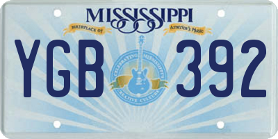 MS license plate YGB392