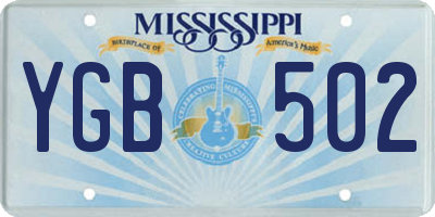 MS license plate YGB502