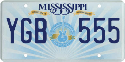 MS license plate YGB555