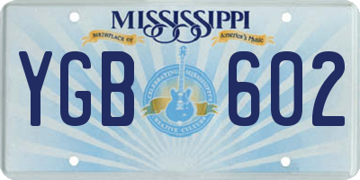 MS license plate YGB602