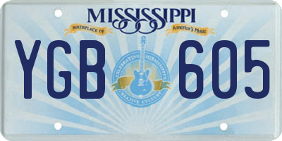 MS license plate YGB605