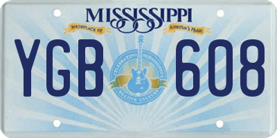 MS license plate YGB608