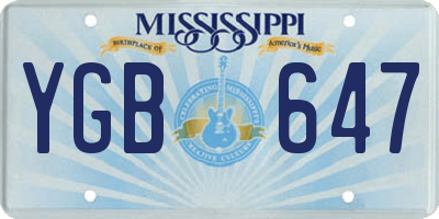 MS license plate YGB647
