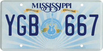MS license plate YGB667