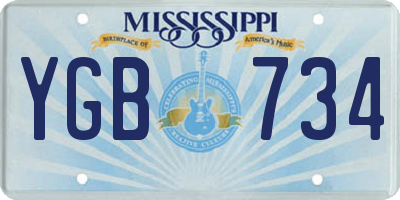 MS license plate YGB734