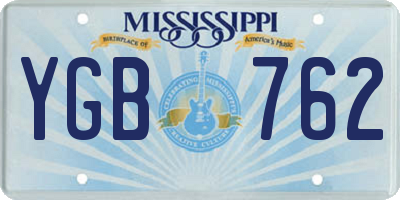 MS license plate YGB762