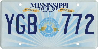 MS license plate YGB772
