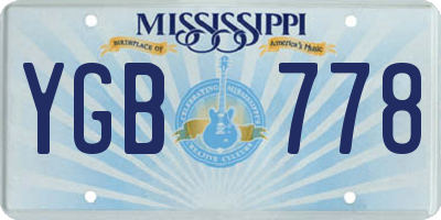 MS license plate YGB778