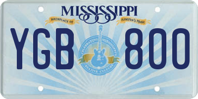 MS license plate YGB800