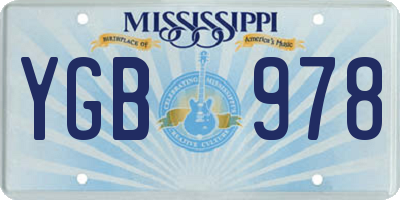 MS license plate YGB978