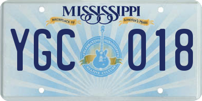 MS license plate YGC018