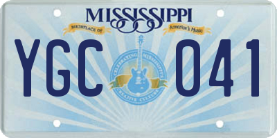 MS license plate YGC041