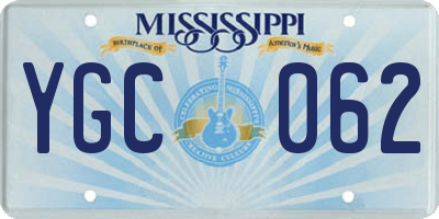 MS license plate YGC062