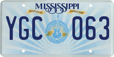 MS license plate YGC063
