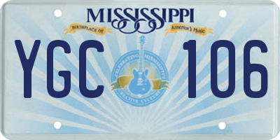MS license plate YGC106