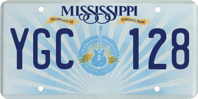 MS license plate YGC128