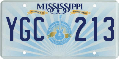 MS license plate YGC213