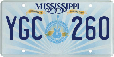 MS license plate YGC260