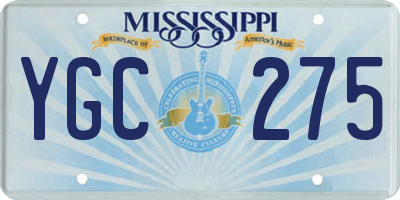 MS license plate YGC275